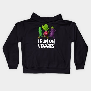 I Run On Veggies Vegan Vegetarian Gift Kids Hoodie